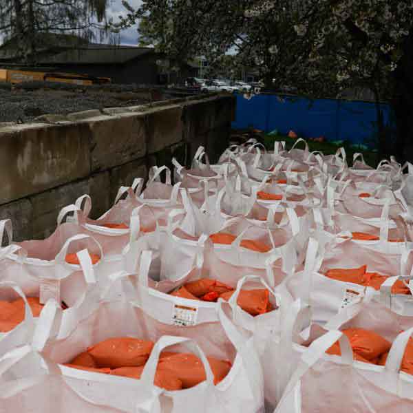  Durable sandbags from The Bag Lady arranged for use.